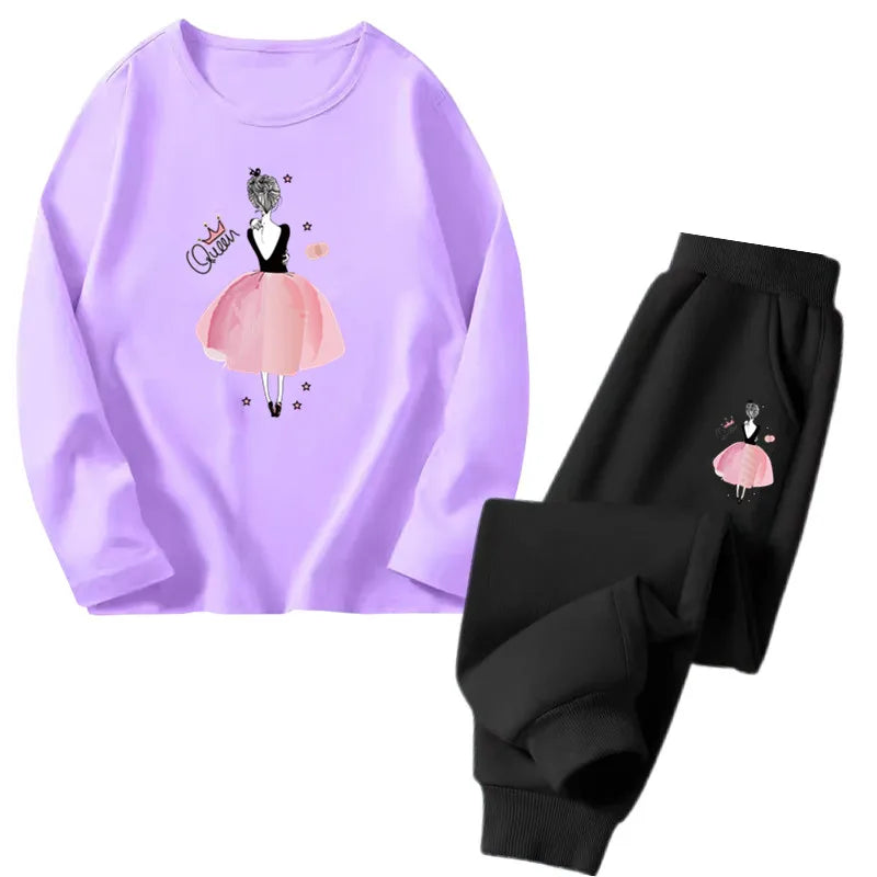 Girls Ballet Print Top & Pants Set
