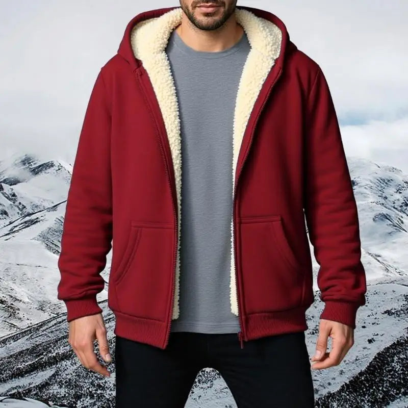 Men's Fleece-Lined Hooded Zip Coat