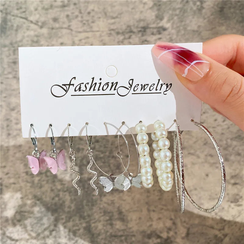 Earrings Set Butterfly Acrylic