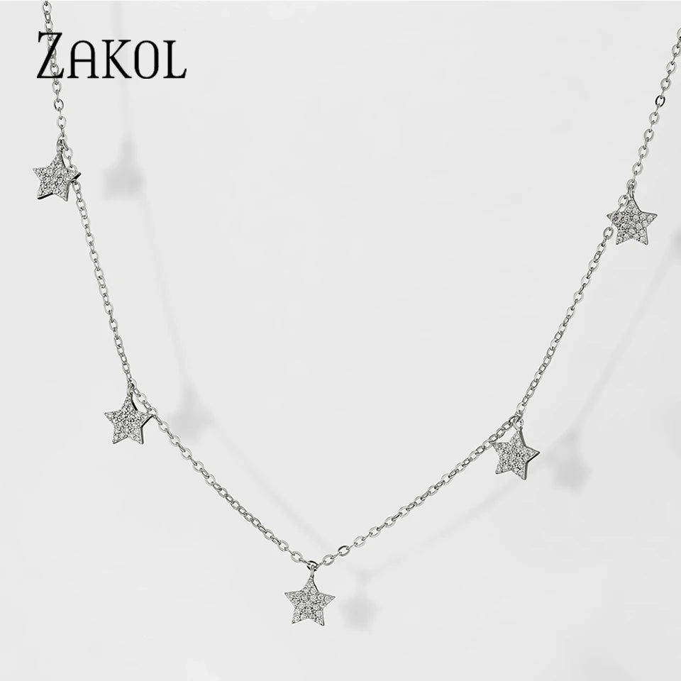 🍃 ZAKOL Leaf Water Drop CZ Choker Necklace