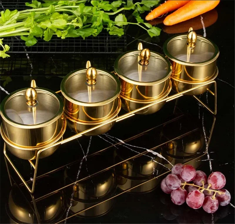 Gold Glass Spice Jar with Spoon