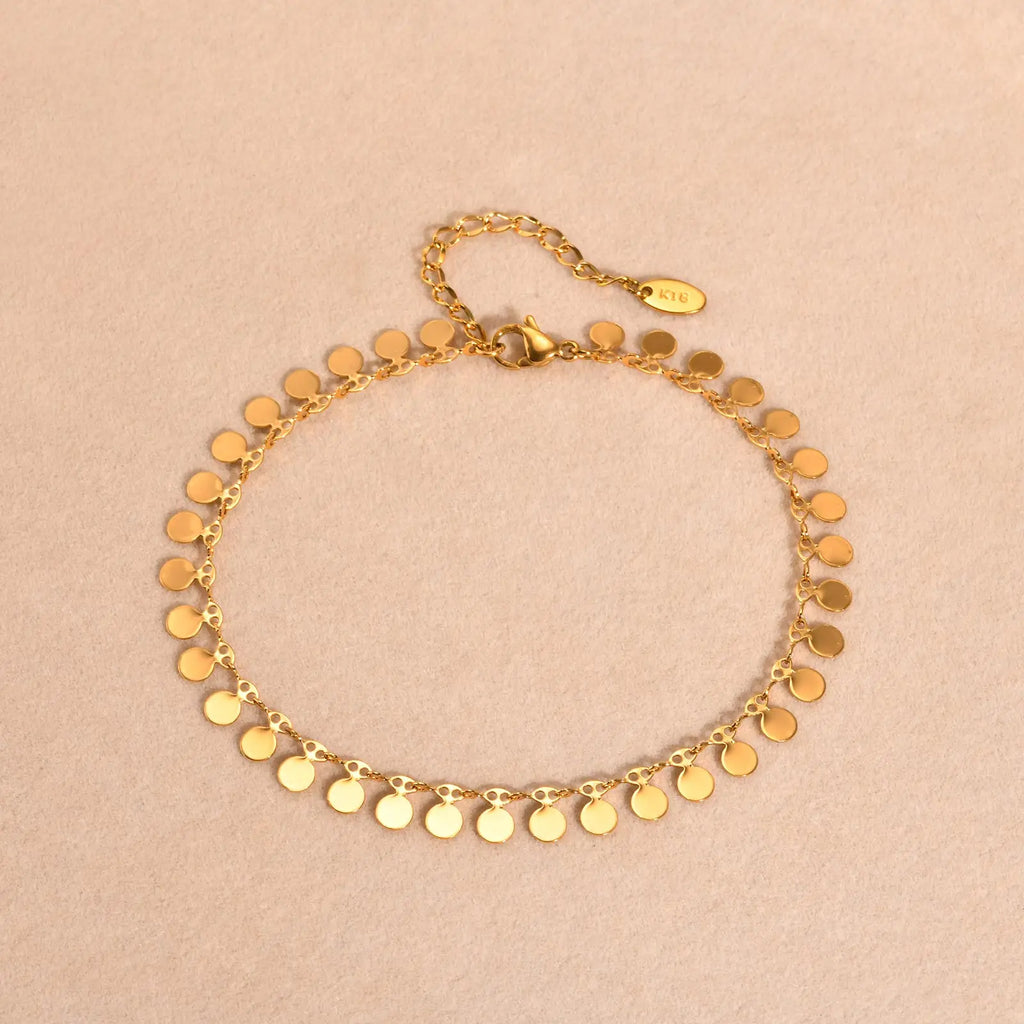 Gold Disc Tassel Anklet