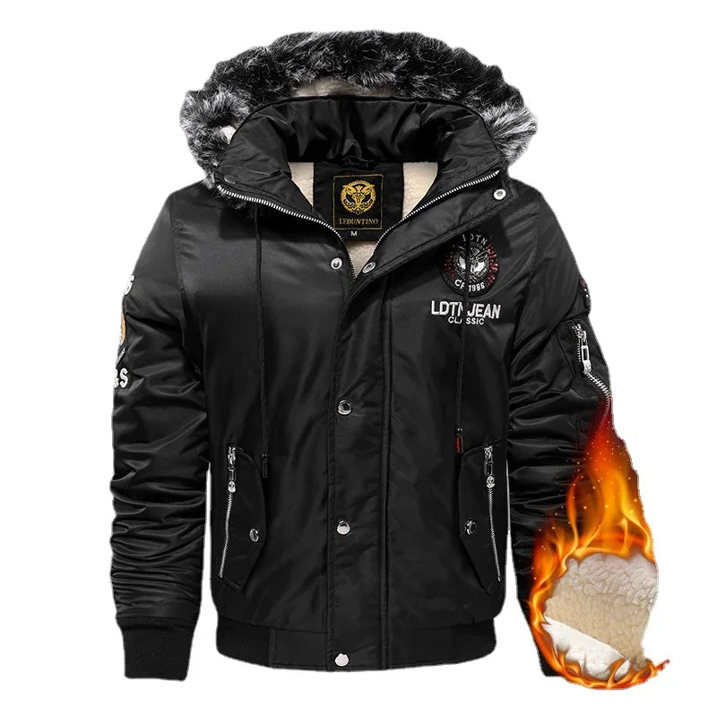 Men's Slim Fit Hooded Fleece Parka