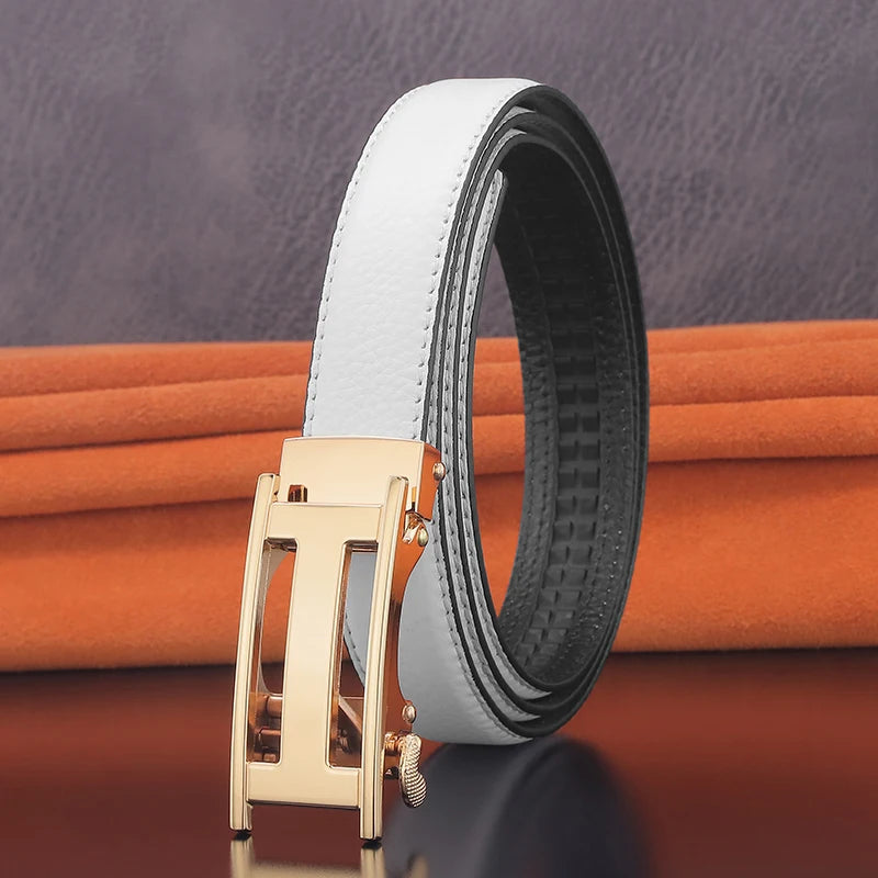 Women's Leather Belt with Automatic Buckle