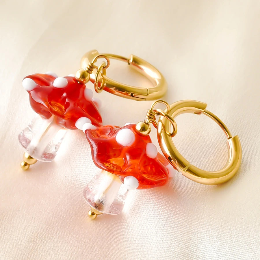 Colorful Glass Bead Huggie Hoops