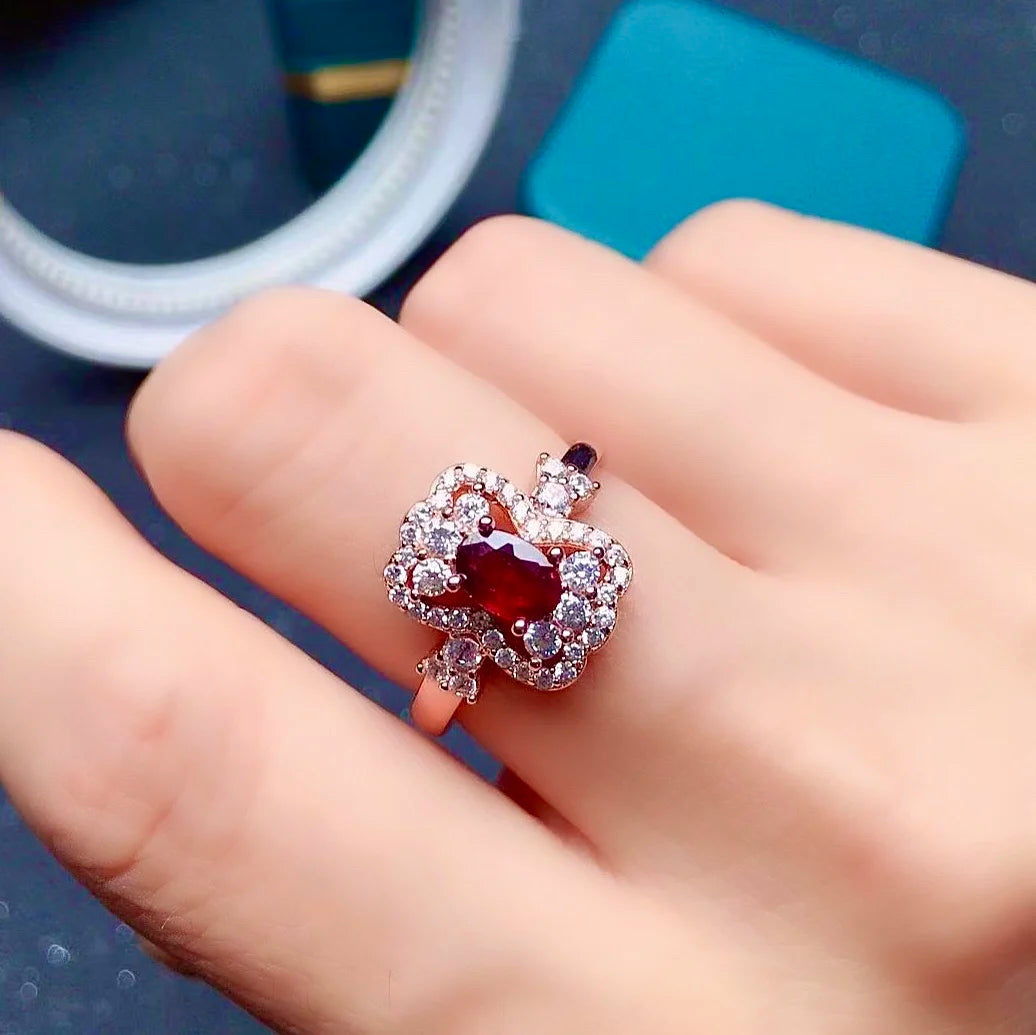 Natural Ruby Sterling Silver Ring