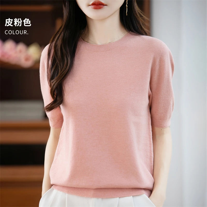 100% Merino Wool Short Sleeve Sweater