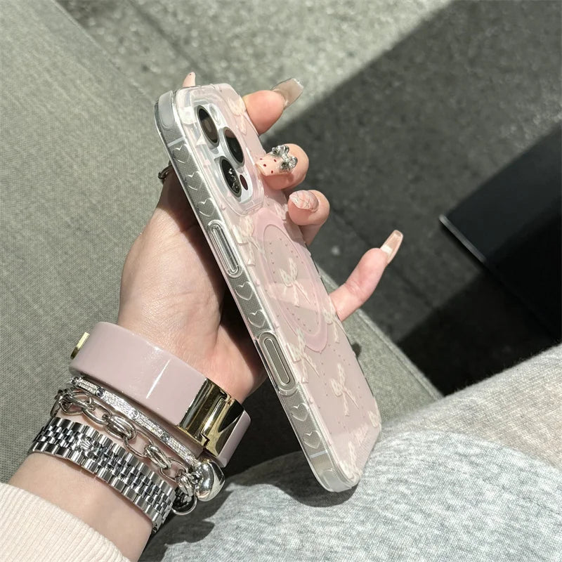 Pearl Bow Magnetic iPhone Case with Stand