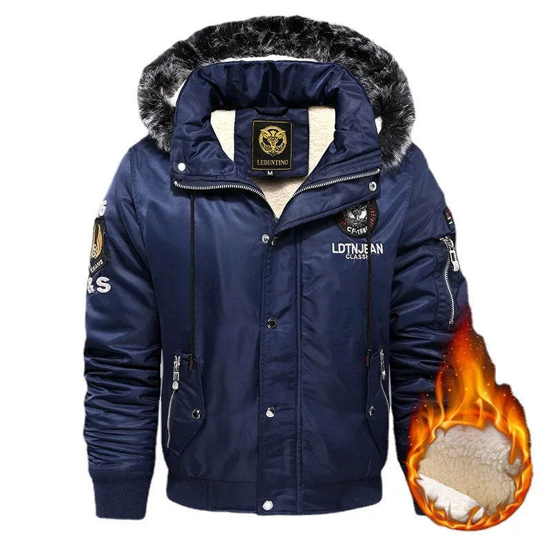 Men's Slim Fit Hooded Fleece Parka