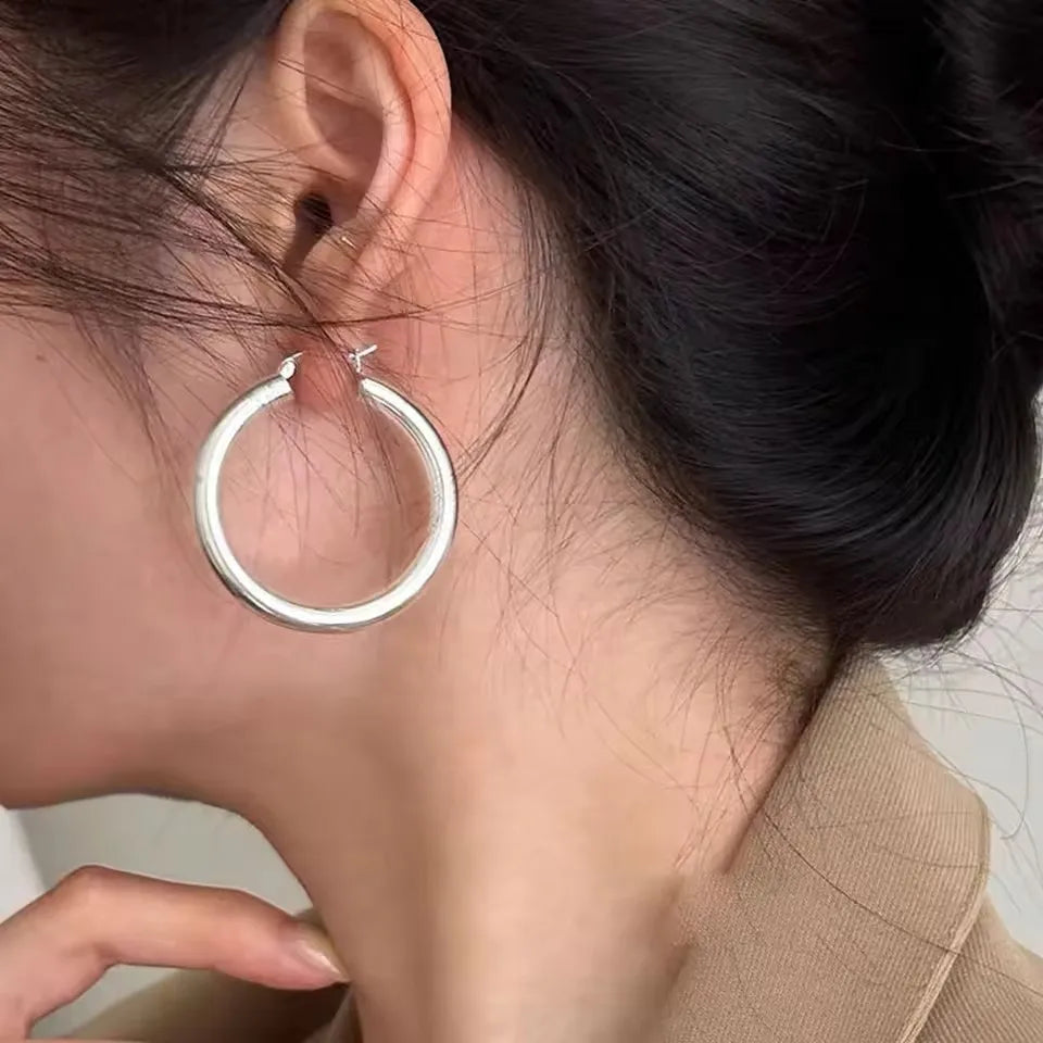 925 Silver Heart Hoop Earrings