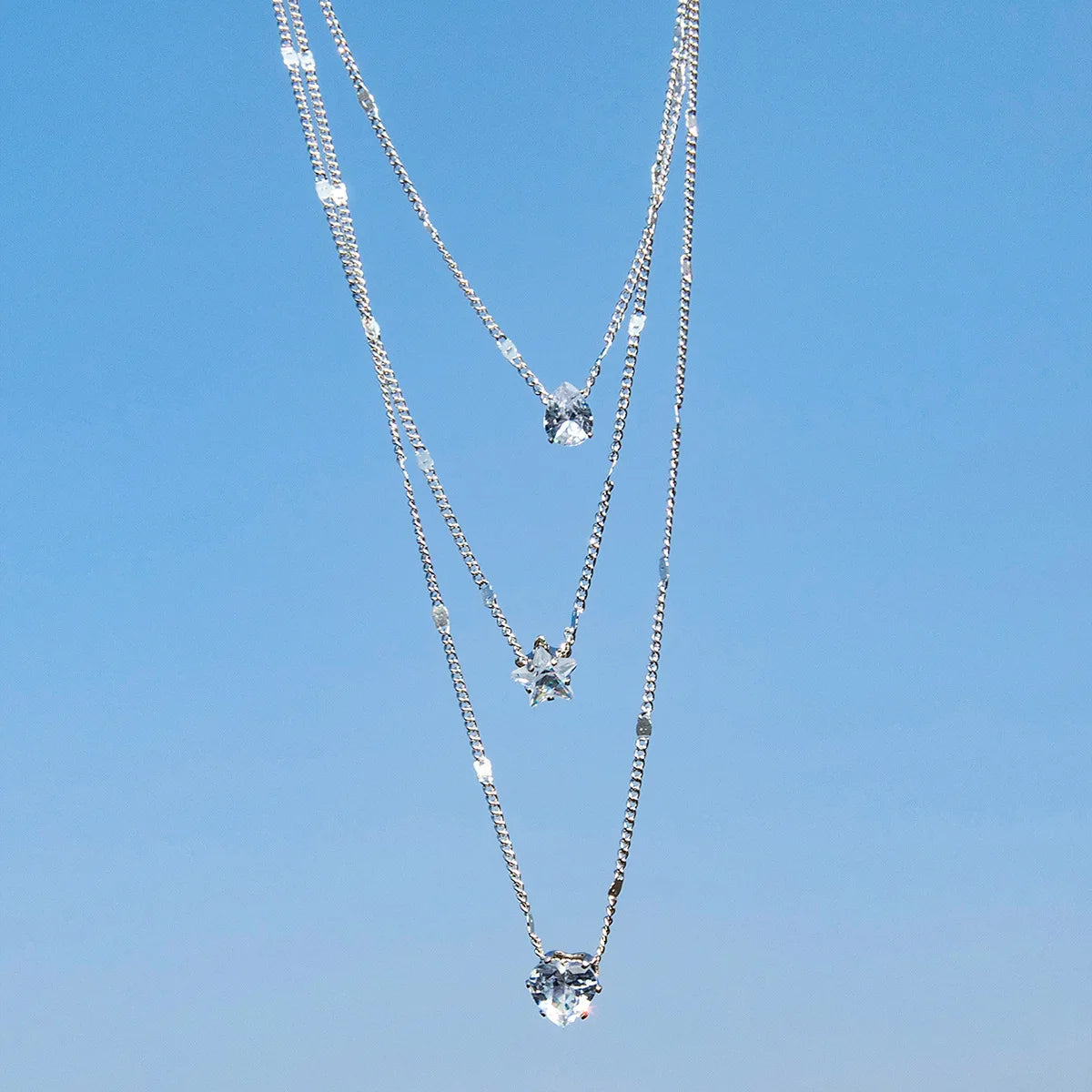 Layered Zircon Pendant Necklace