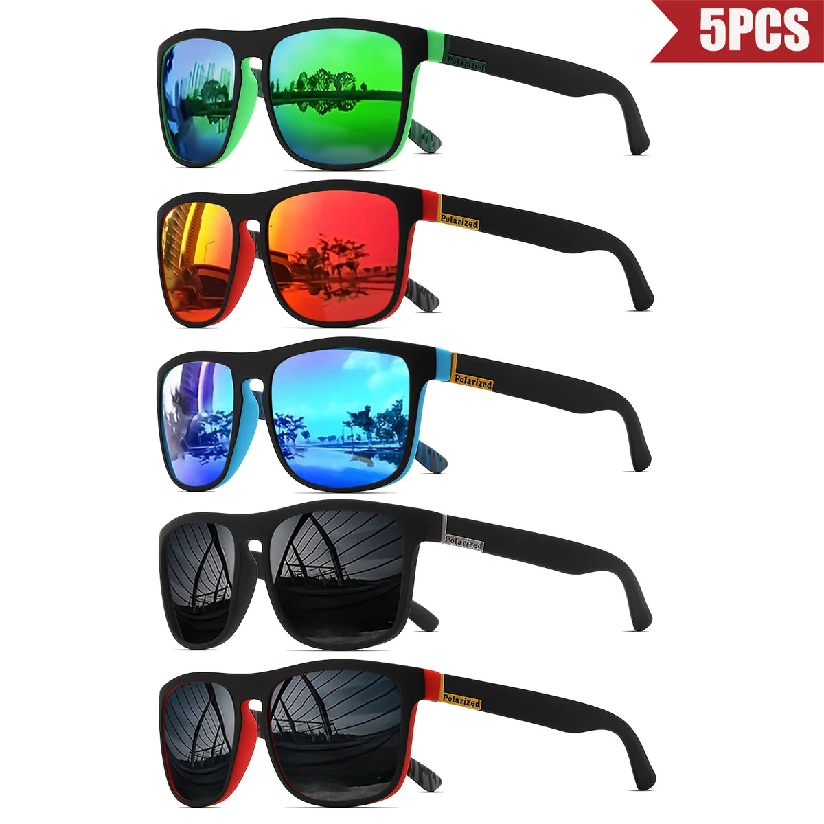 Polarized Retro Square Sunglasses Set
