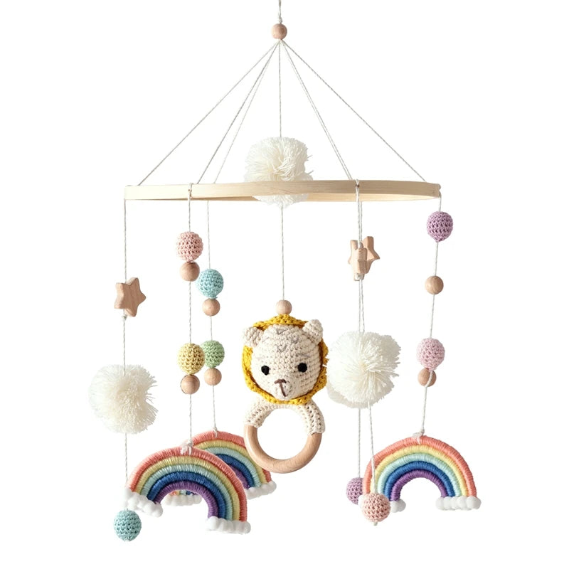 🐻 Wooden Bear Baby Crib Mobile