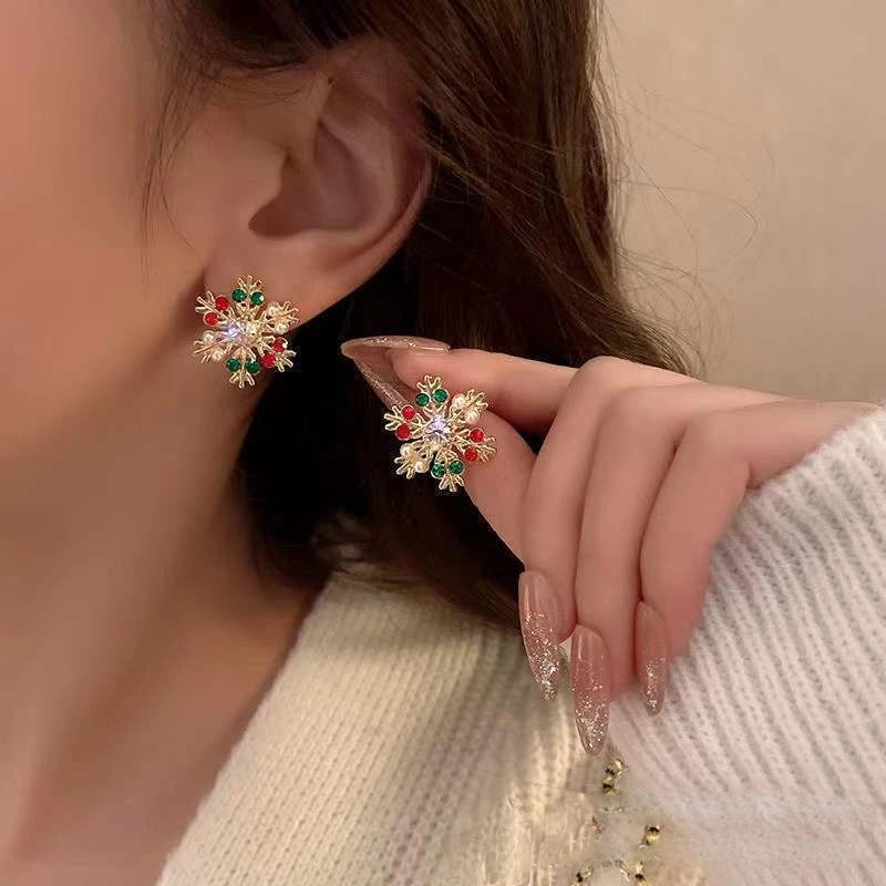 Colorful Snowflake Rhinestone Earrings