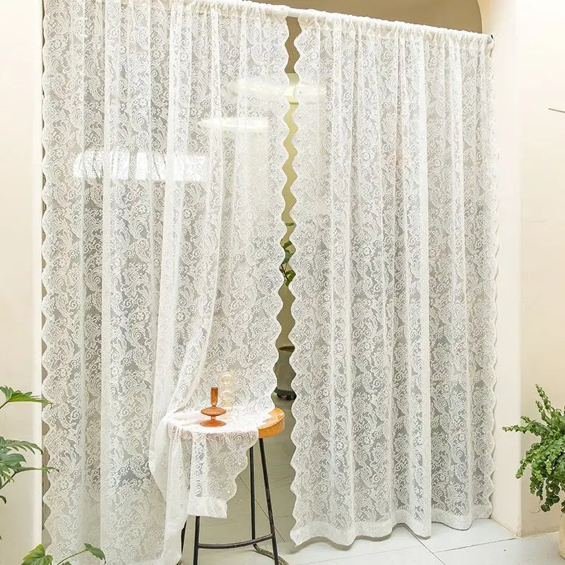 White Lace Window Curtains