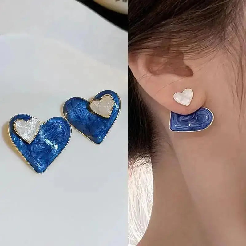 Heart Pearl Stud Earrings