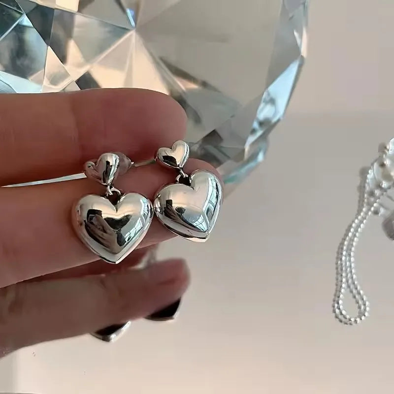 925 Silver Heart Hoop Earrings