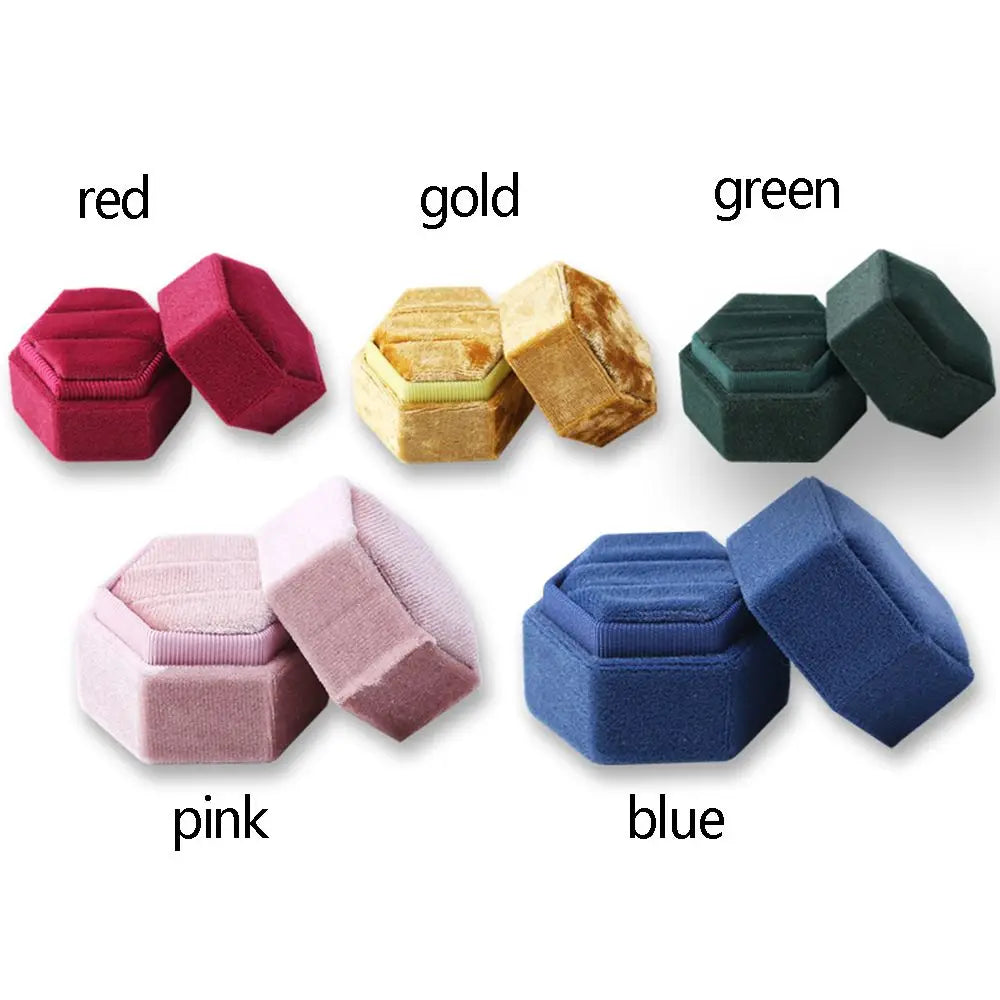 Octagon Velvet Double Ring Box