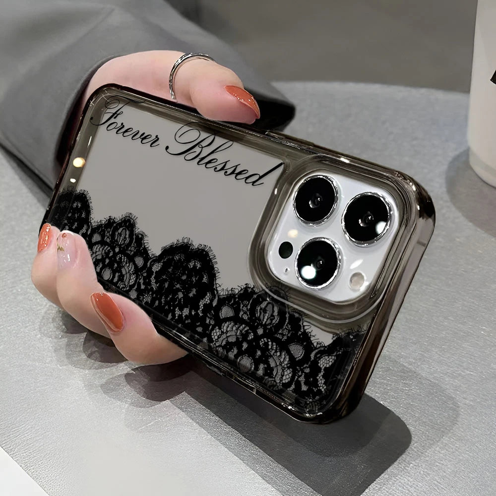 Black Lace Clear iPhone Case