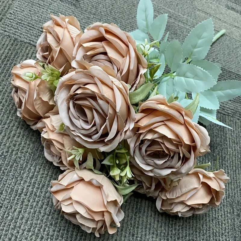 9-Head Artificial Rose Bouquet