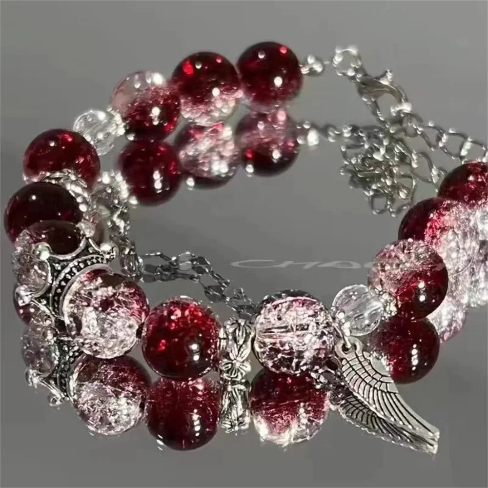 Red Crystal Wings Bead Bracelet
