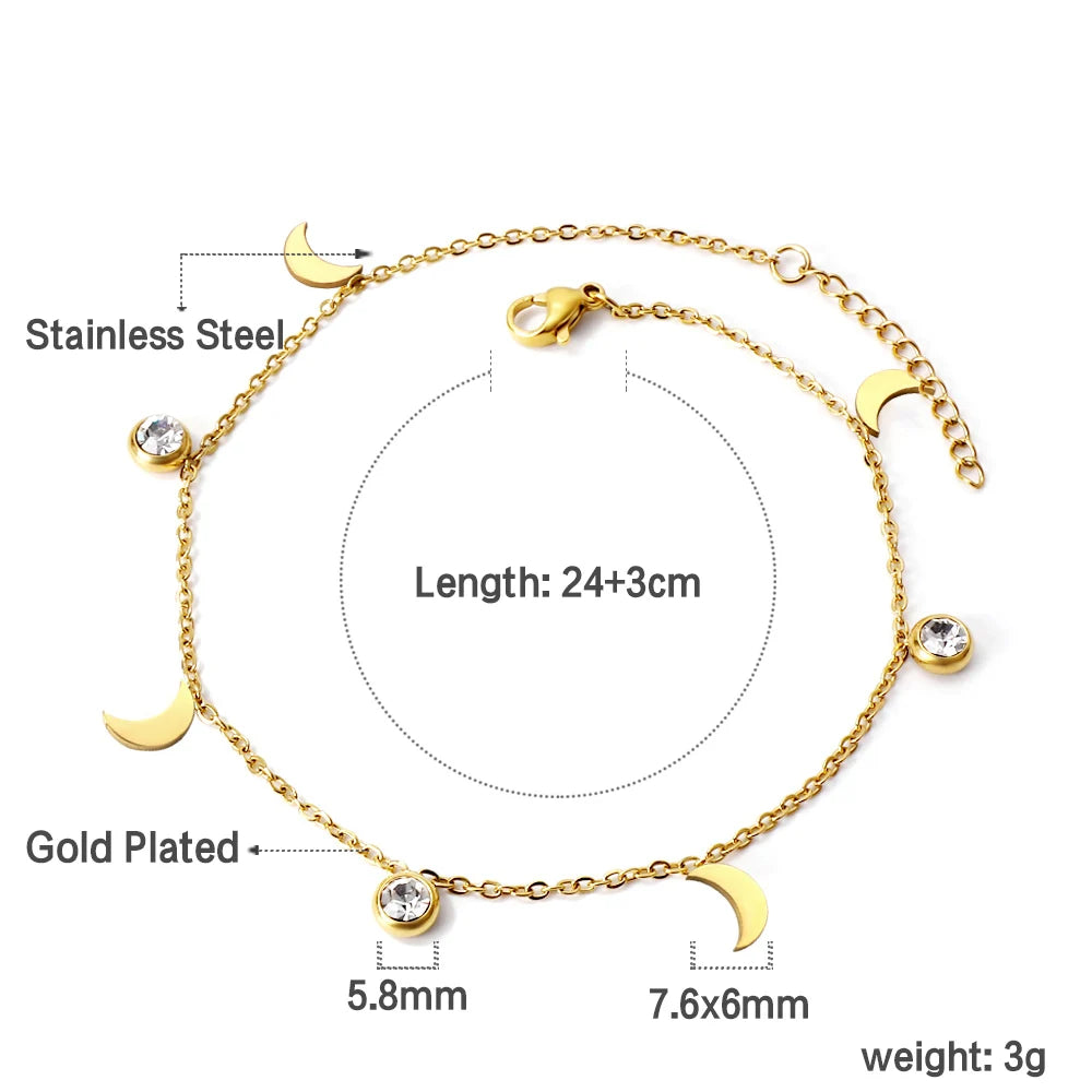 Crystal Hamsa Hand Gold Anklet