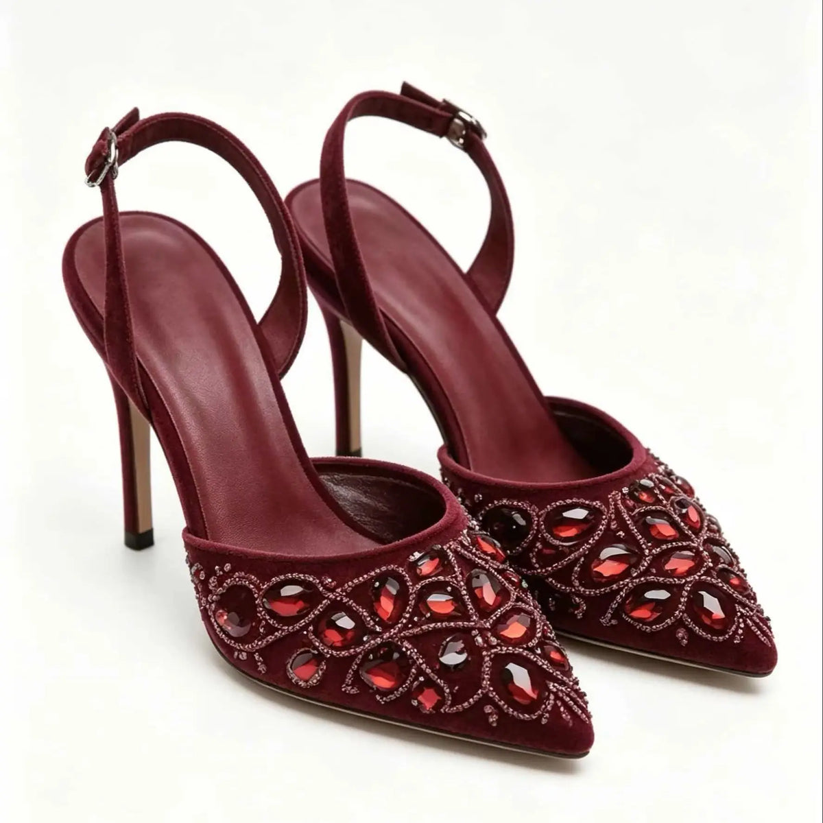 Burgundy Rhinestone Heels & Clutch Set