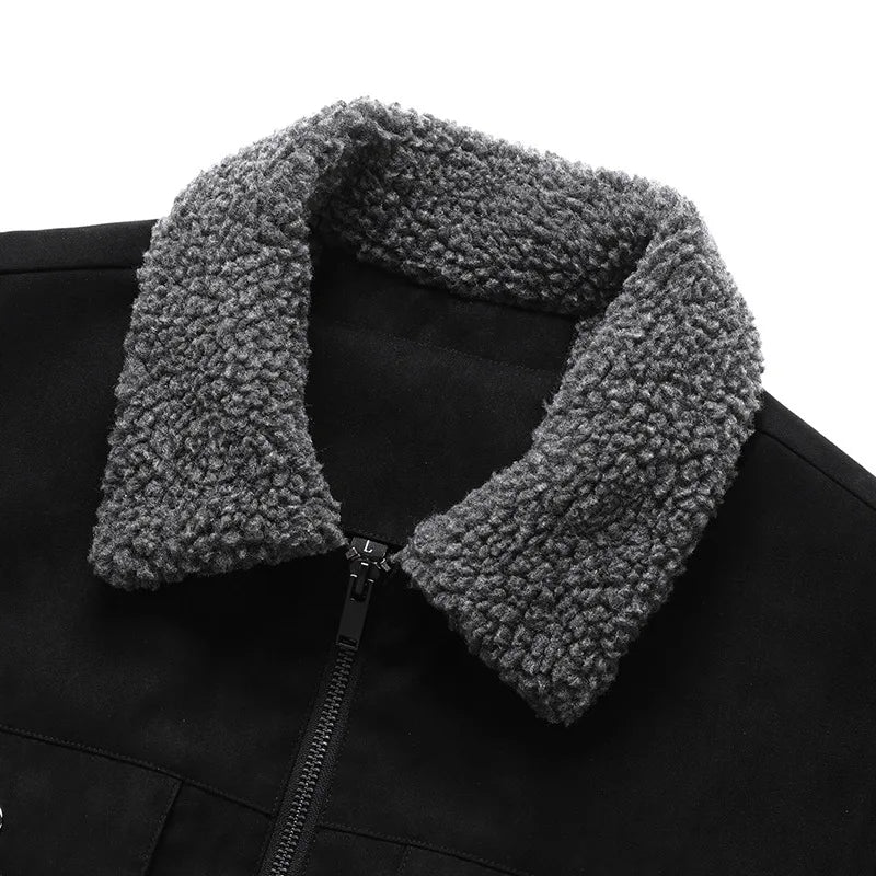 Men's Fleece Suede Short Parka