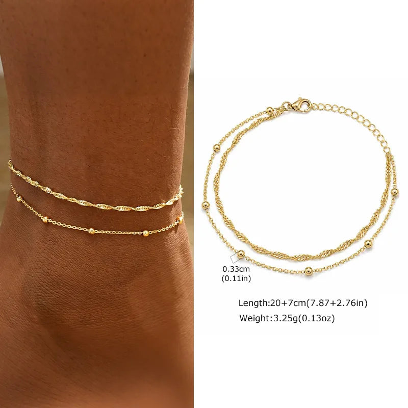 Gold Plated Zircon Layered Anklet
