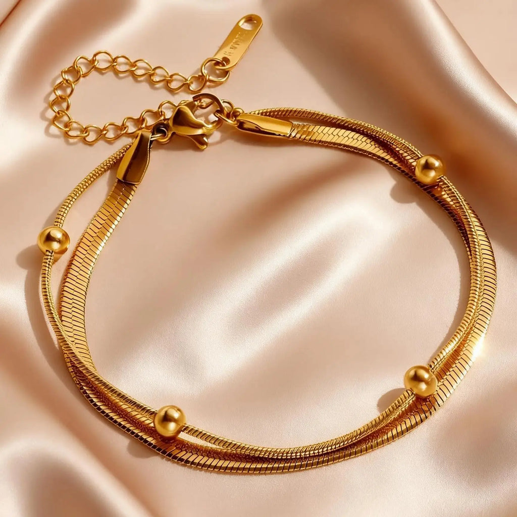 Boho Double-Layer Bead Anklet