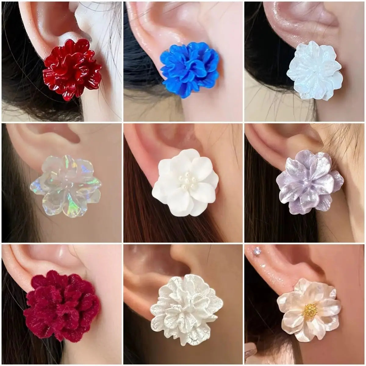 Colorful Acrylic Flower Stud Earrings