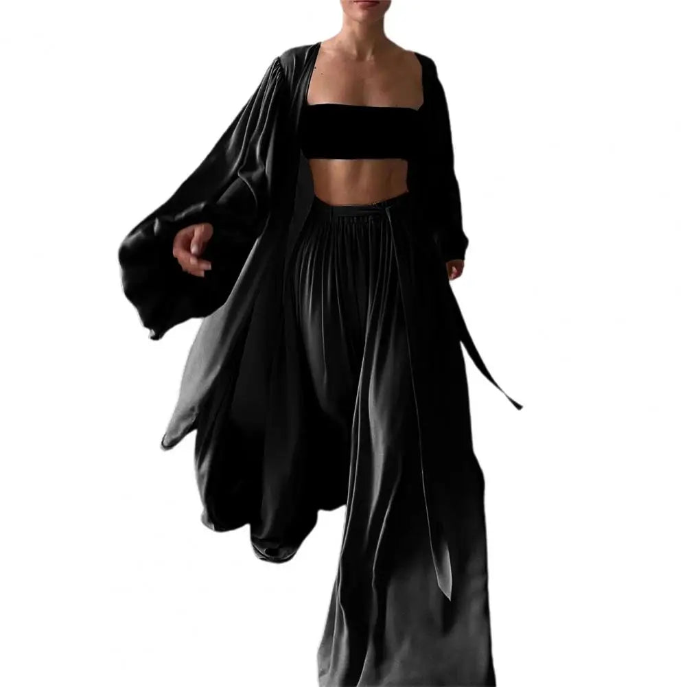 3-Piece Cardigan, Tube Top & Pants Lounge Set