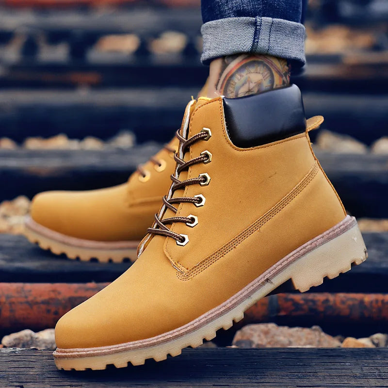 Unisex Leather High-Top Boots