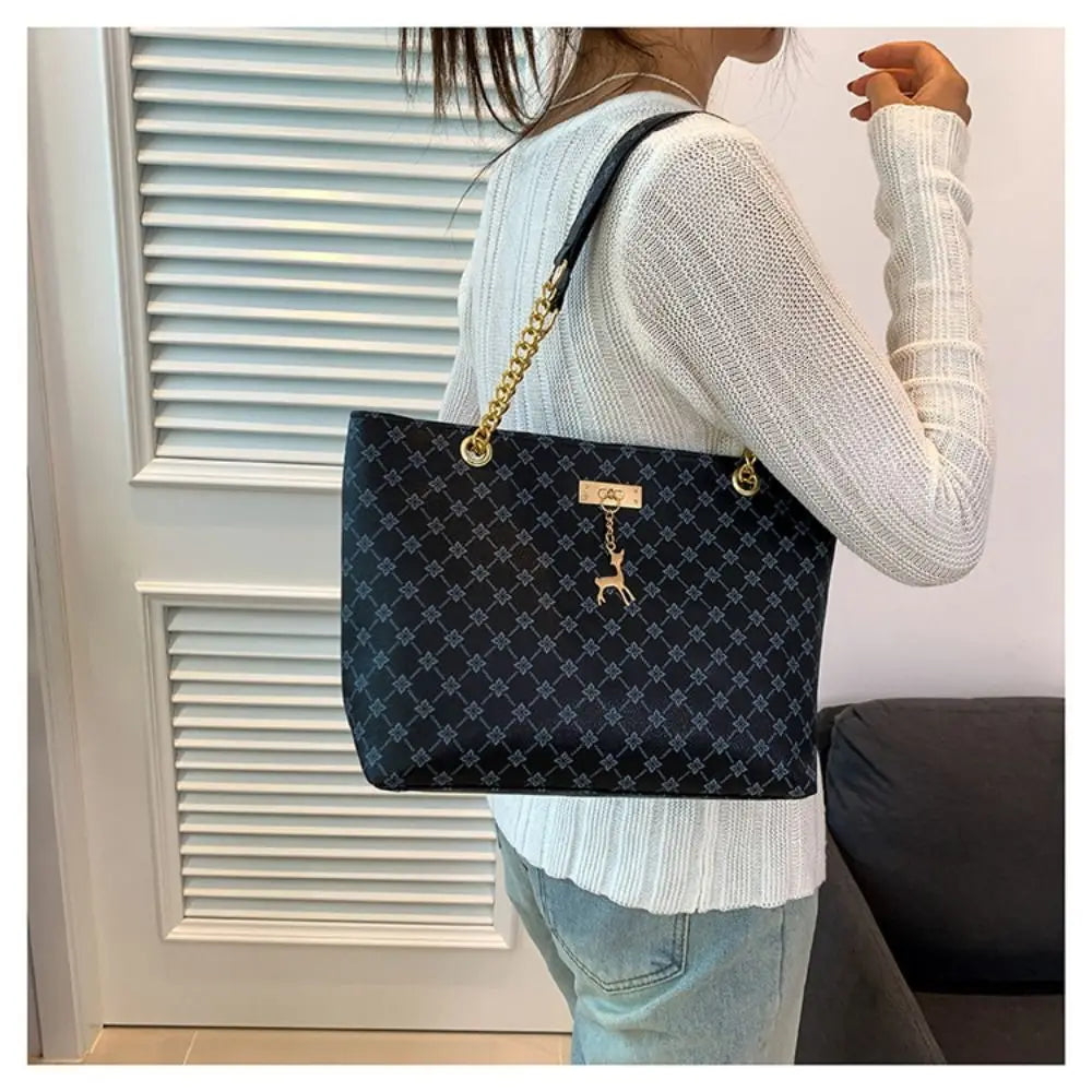 Printed PU Leather Tote Bag