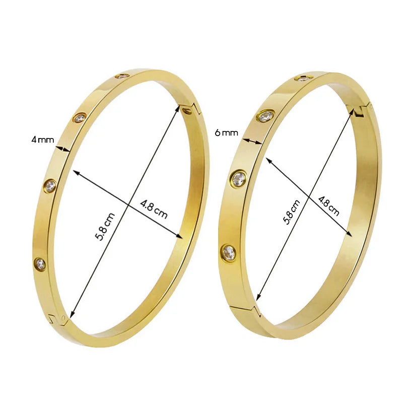 💎 Stainless Steel Rhinestone Bangle Bracelet