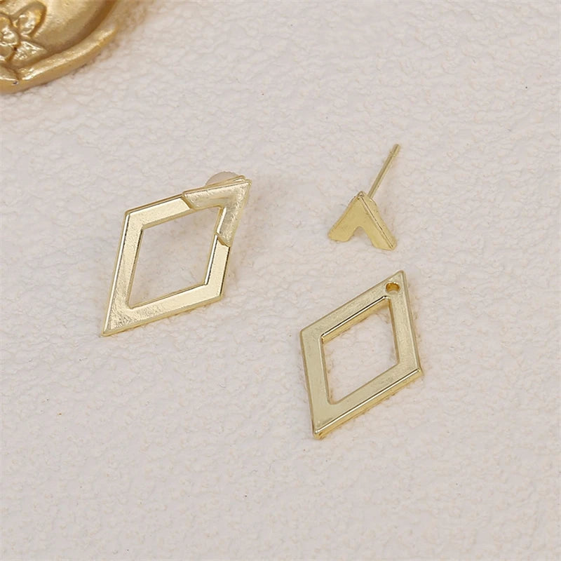2-in-1 Hollow Rhombus Stud Earrings