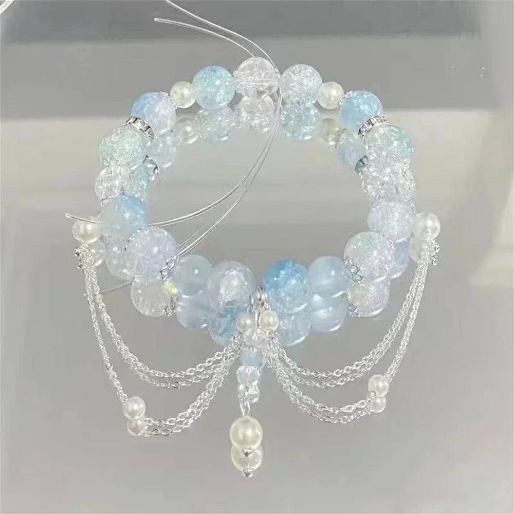 Crystal Flower Tassel Bracelet