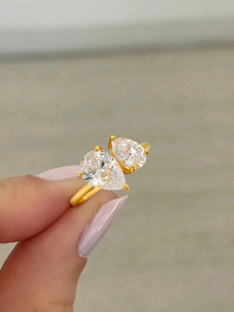 💧 Sparkling Water Drop CZ Ring