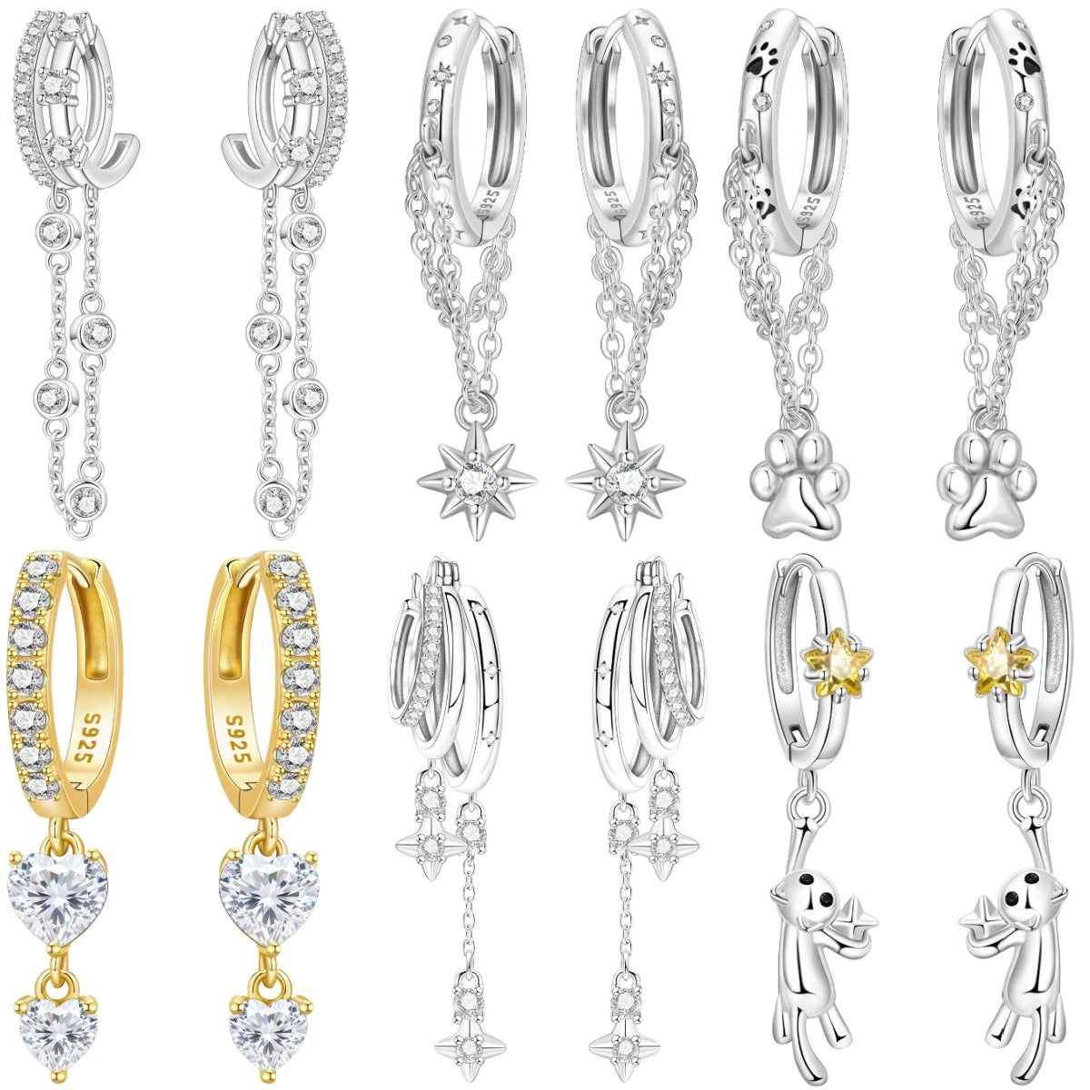 925 Silver Double-Layer Tassel Earrings
