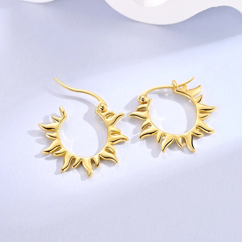 925 Silver Golden Sun Zircon Earrings