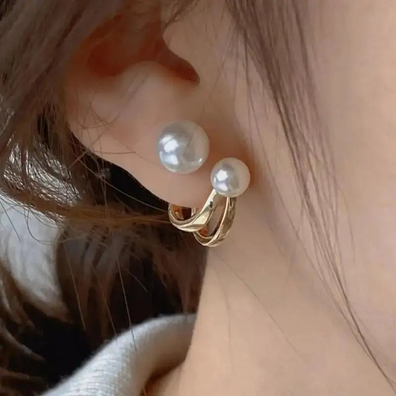 Heart Pearl Stud Earrings