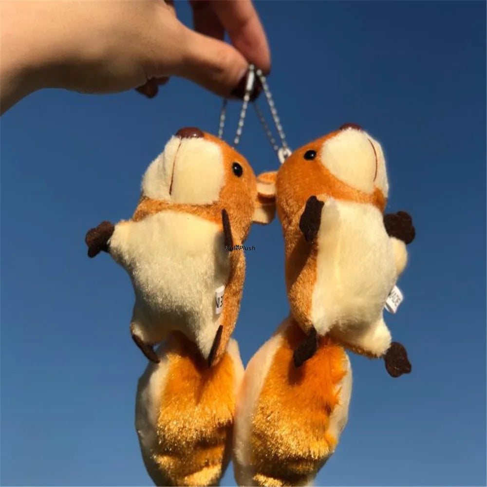 دمية سنجاب محشوة حوالي 8 سم - ميدالية مفاتيح وإكسسوار