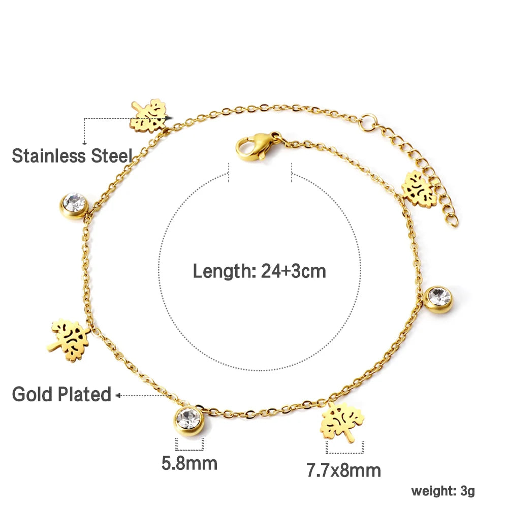 Crystal Hamsa Hand Gold Anklet