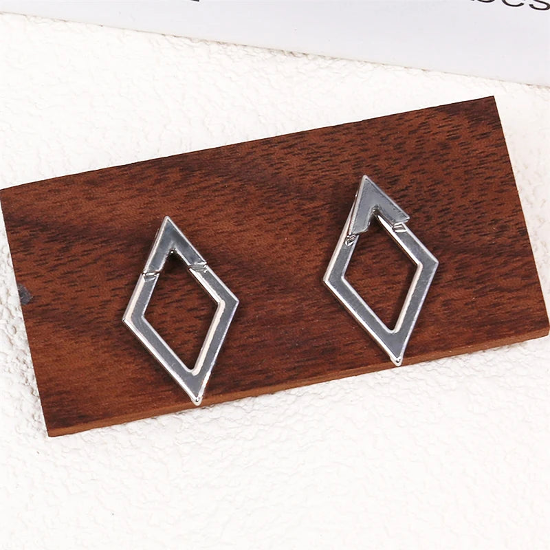 2-in-1 Hollow Rhombus Stud Earrings