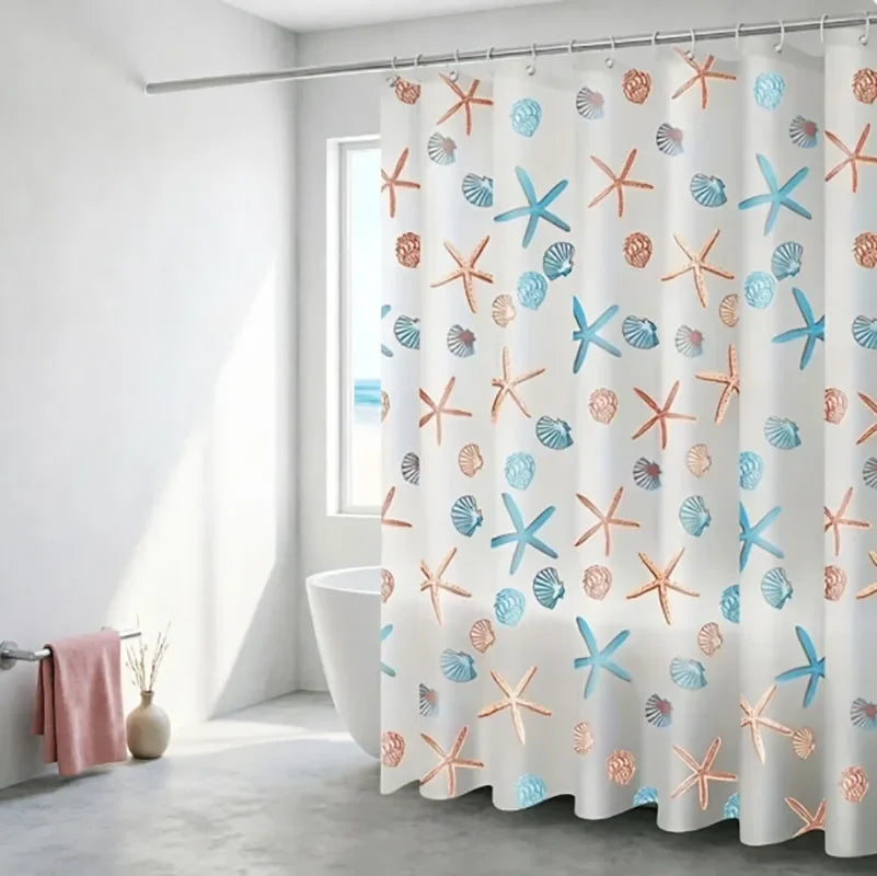 Starfish Seashell Shower Curtain