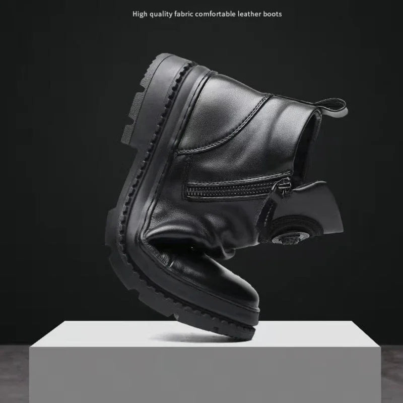Men's Zip Leather Motorcycle Boots