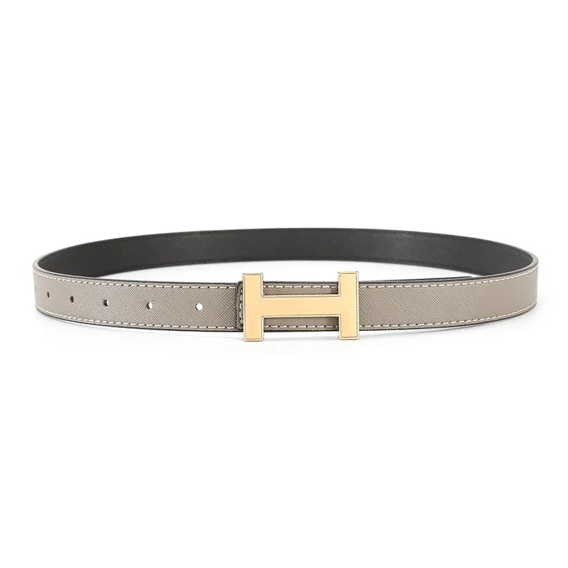Women's Leather Belt with Alloy Buckle
