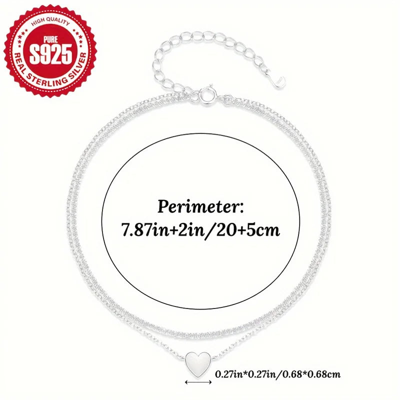 925 Silver Heart Anklet