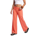 Fold-Over Waist Wide-Leg Trousers