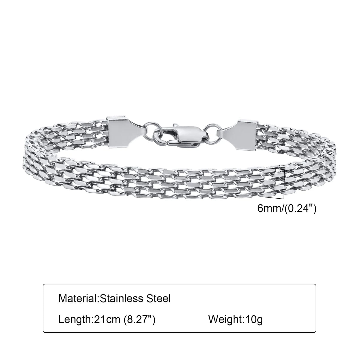 Men's Silver Stainless Steel Chain Bracelet